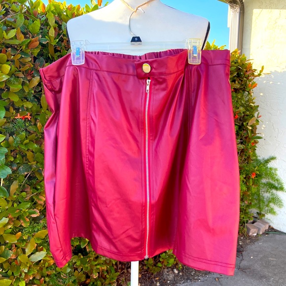 SHEIN CURVE women’s faux leather look skirt in pink/mauve SZ 4XL - Picture 2 of 3